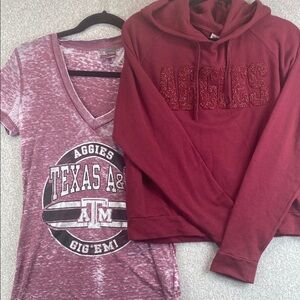 Texas A&M bundle of 2 tops hoodie & burnout tee M burgundy Aggies college gear